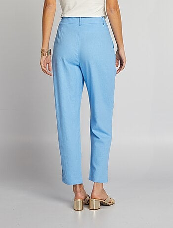 Pantalon fluide coton lin - marron | be camaïeu