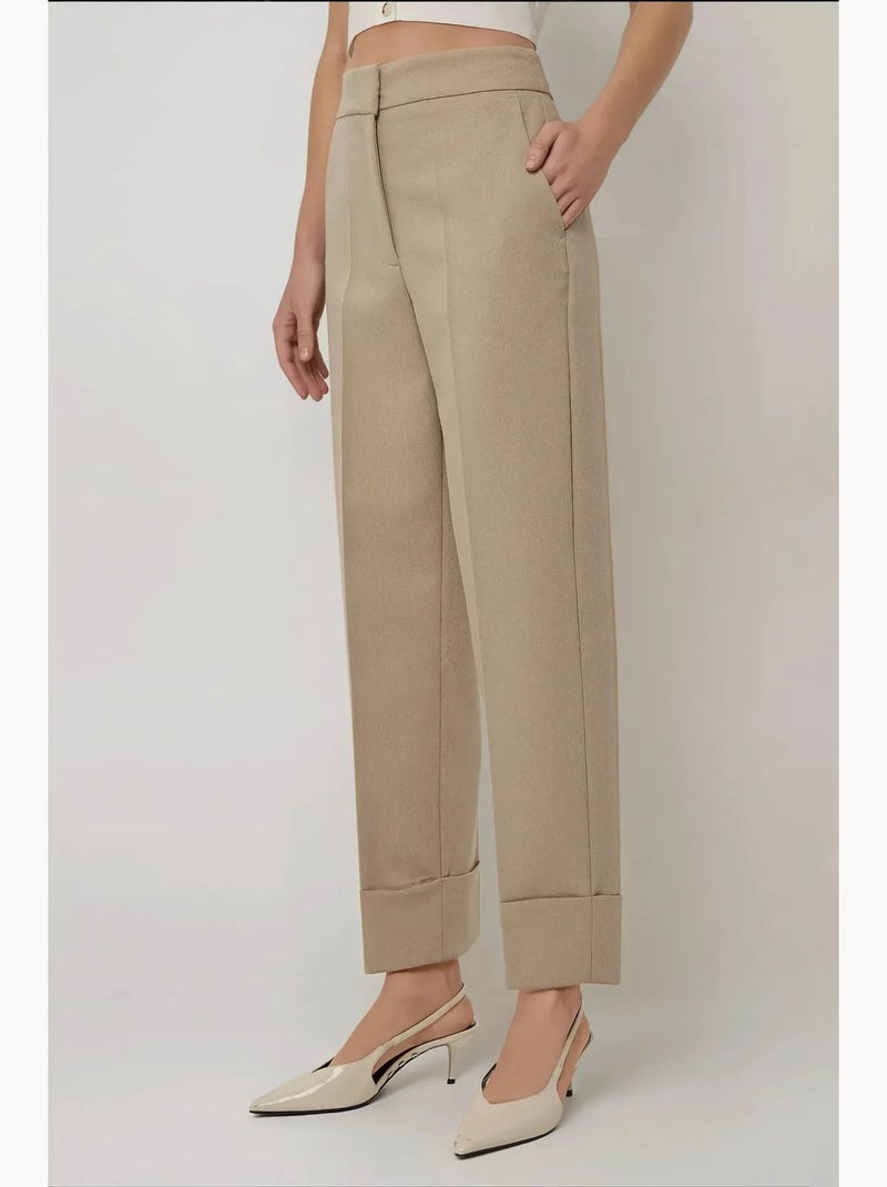 Pantalon carotte exclusif à ourlet double sur mesure hiccup Beige argile - Kiabi
