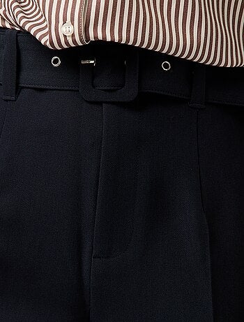 Pantalon carotte femme uni avec ceinture