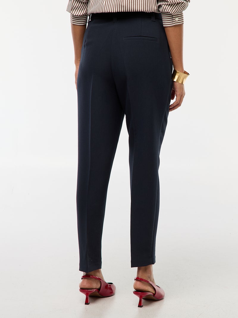 Pantalon carotte femme avec ceinture Bleu - Kiabi