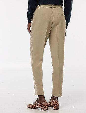 Pantalon carotte femme uni avec ceinture