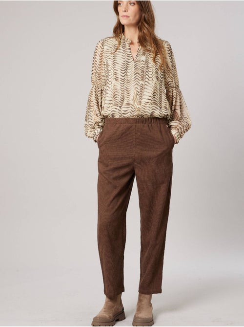 Pantalon carotte femme en velours côtelé 'deeluxe' - Kiabi
