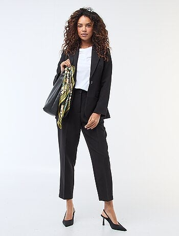 Pantalon carotte femme taille haute droit