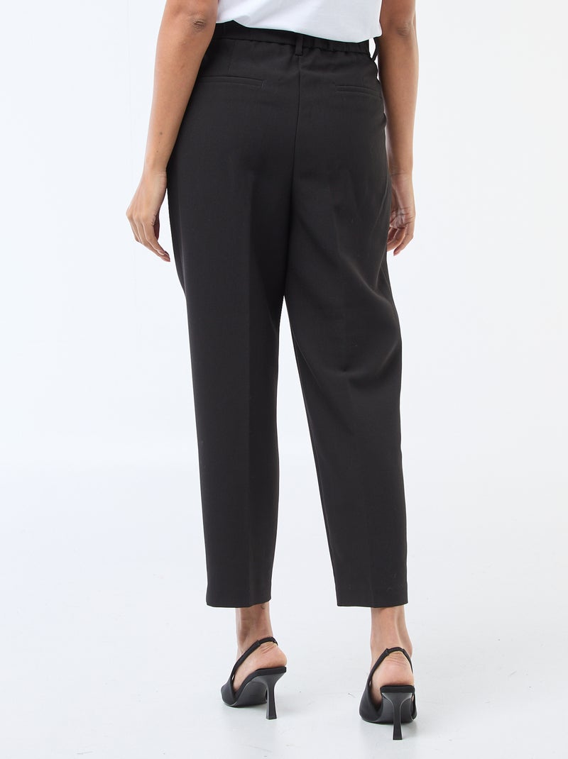 Pantalon carotte femme taille haute droit Noir - Kiabi