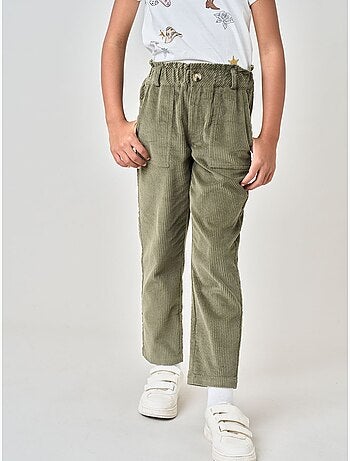 Pantalon carotte fille en velours côtelé 100% coton 'deeluxe'