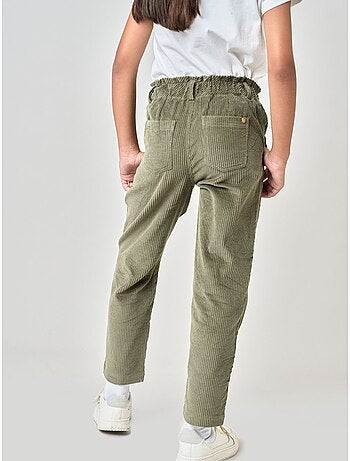 Pantalon carotte fille en velours côtelé 100% coton 'deeluxe'