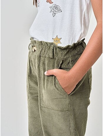 Pantalon carotte fille en velours côtelé 100% coton 'deeluxe'