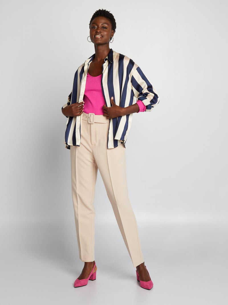 Pantalon carotte fluide Beige - Kiabi