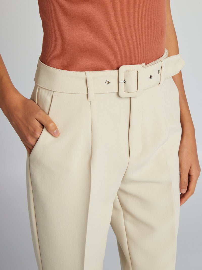 Pantalon carotte fluide Beige - Kiabi