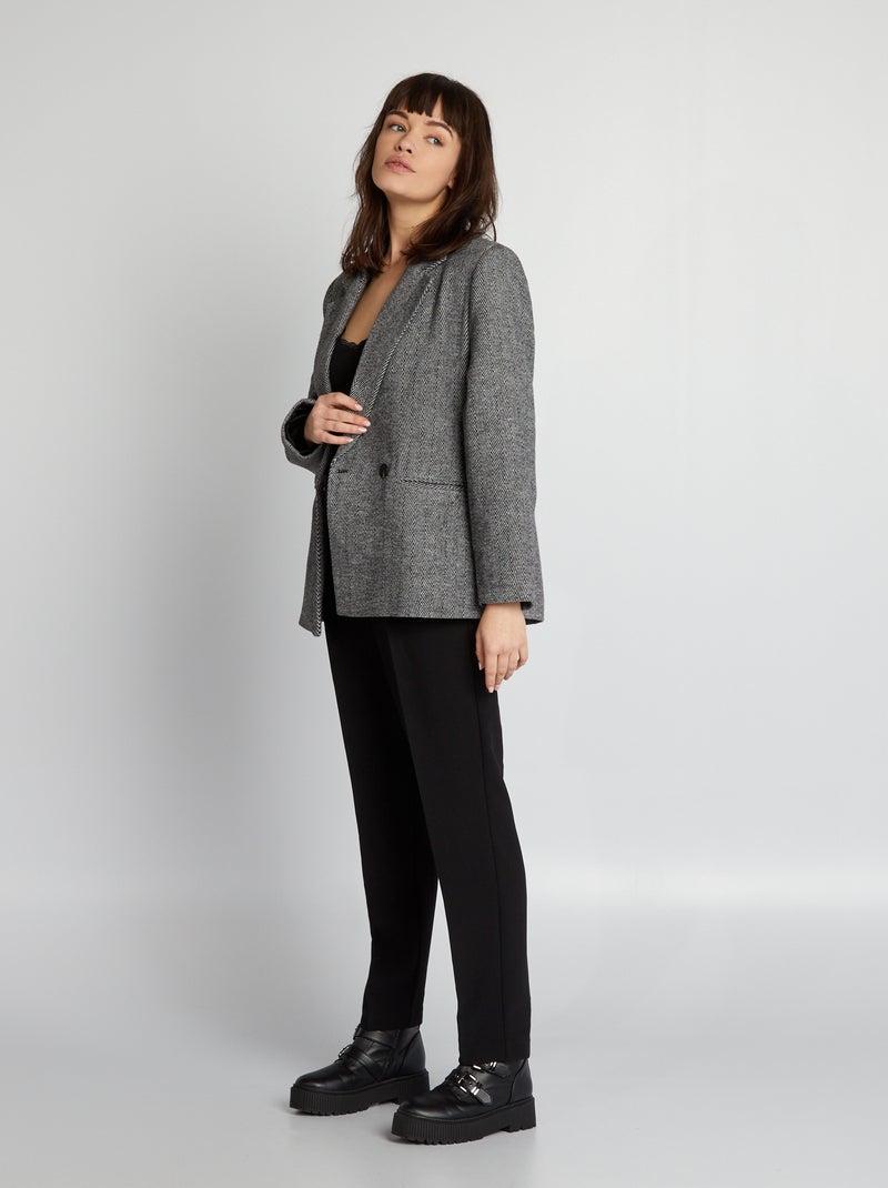 Pantalon carotte fluide noir - Kiabi