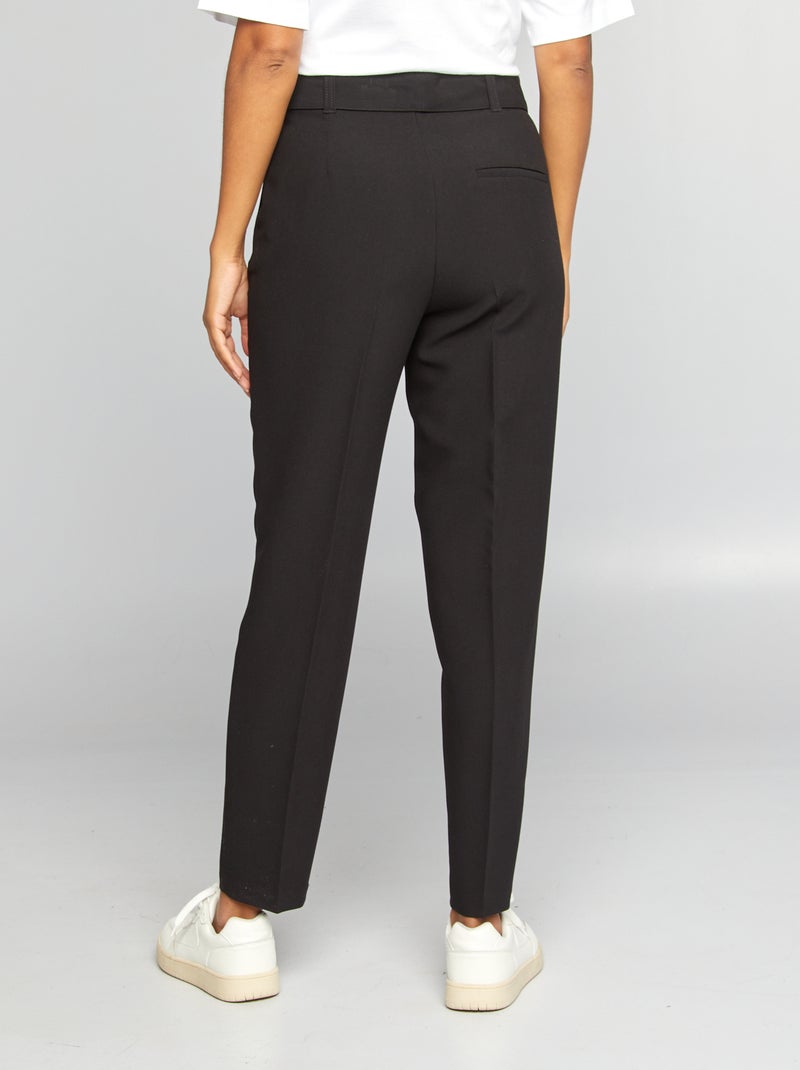 Pantalon carotte fluide Noir - Kiabi