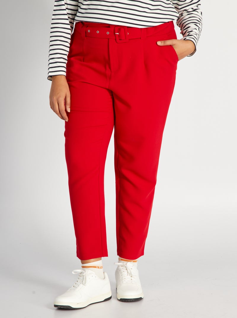 Pantalon carotte Rouge - Kiabi