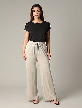 Pantalon casual en jersey lurex avec taille élastiquée 'Deeluxe'