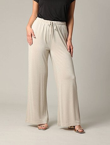 Pantalon casual en jersey lurex avec taille élastiquée 'Deeluxe'