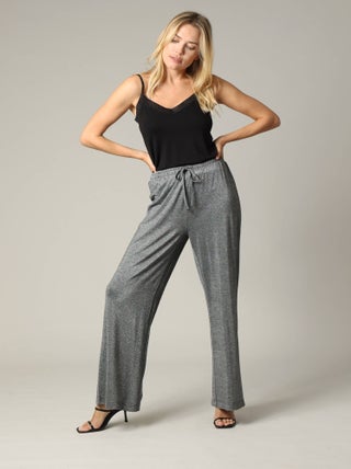 Pantalon casual en jersey lurex avec taille élastiquée 'Deeluxe'