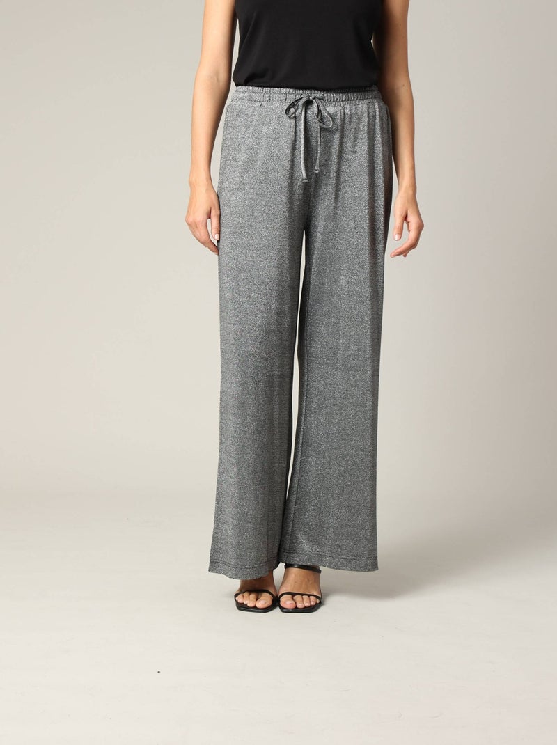 Pantalon casual en jersey lurex avec taille élastiquée 'Deeluxe' Noir - Kiabi