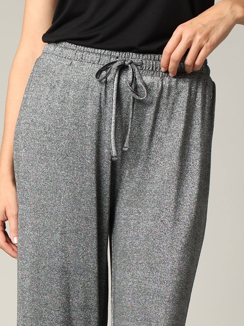 Pantalon casual en jersey lurex avec taille élastiquée 'Deeluxe' Noir - Kiabi