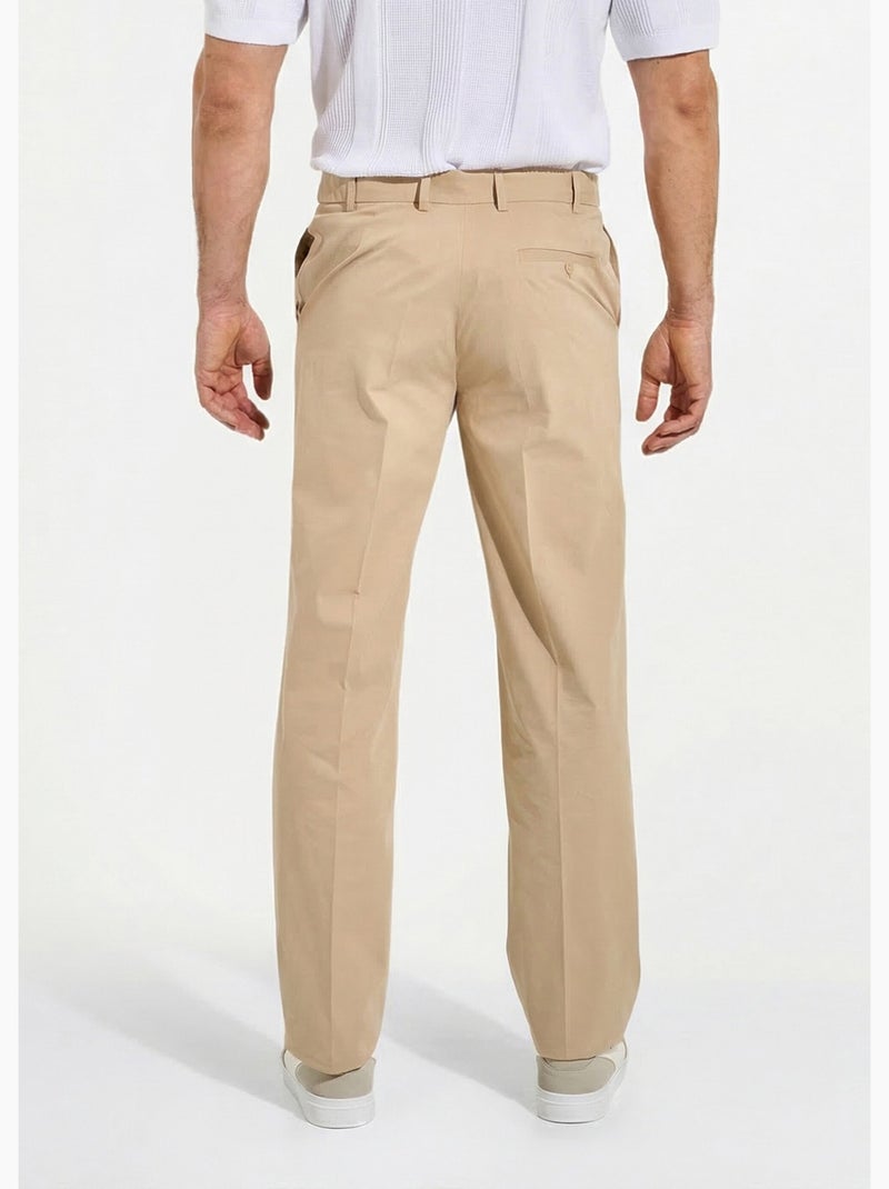 Pantalon ceinture ajustable invisible polycoton - Afibel Beige - Kiabi