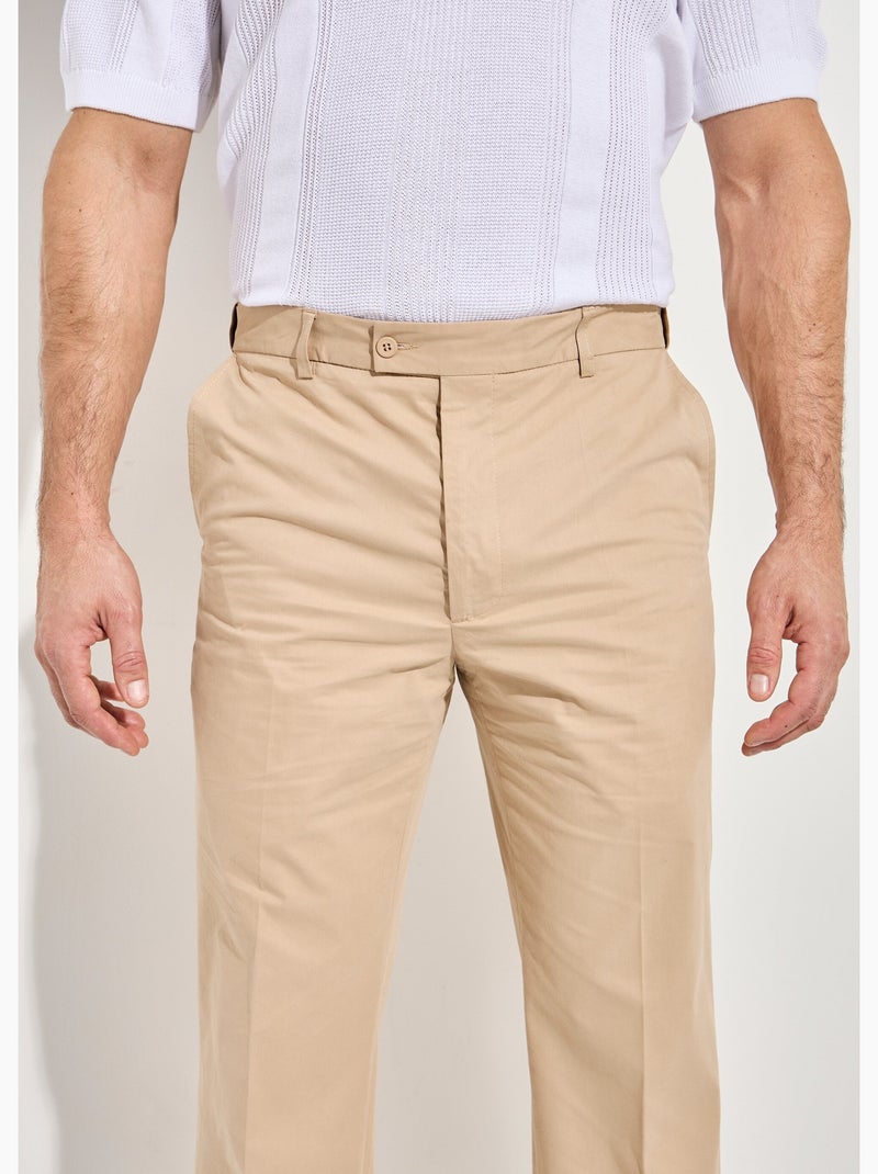 Pantalon ceinture ajustable invisible polycoton - Afibel Beige - Kiabi