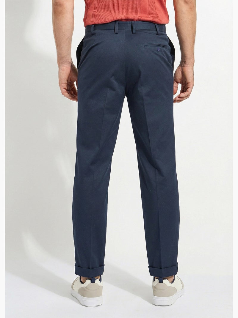 Pantalon ceinture ajustable invisible polycoton - Afibel Bleu marine - Kiabi