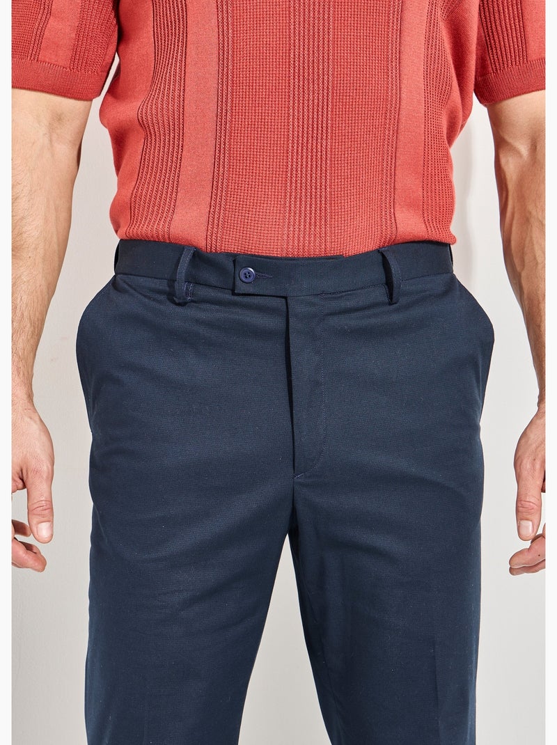 Pantalon ceinture ajustable invisible polycoton - Afibel Bleu marine - Kiabi