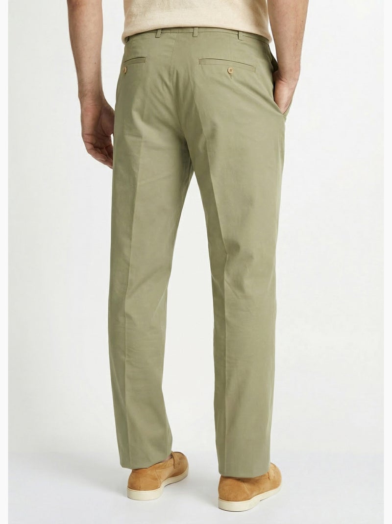 Pantalon ceinture ajustable invisible polycoton - Afibel Kaki - Kiabi