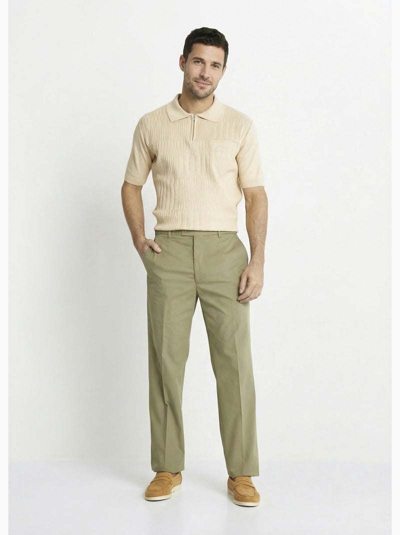 Pantalon ceinture ajustable invisible polycoton - Afibel Kaki - Kiabi