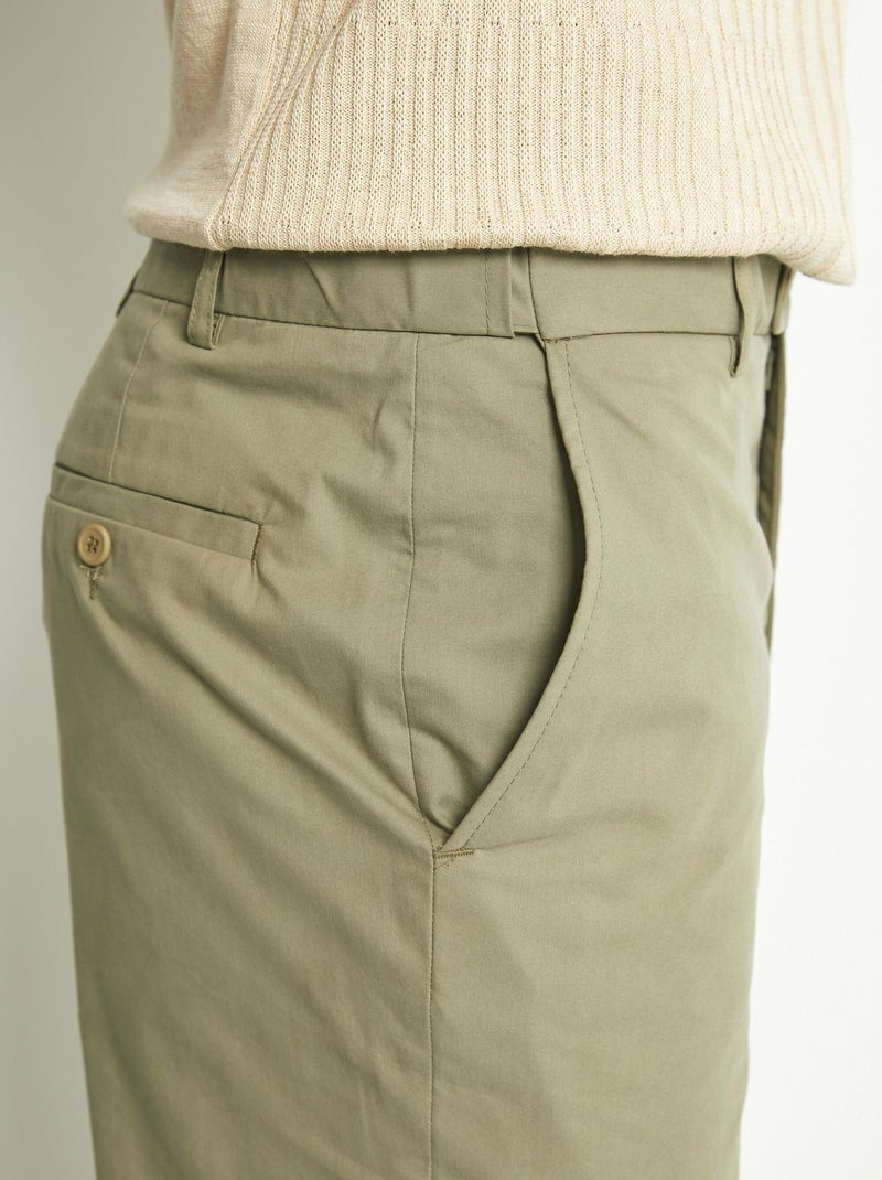 Pantalon ceinture ajustable invisible polycoton - Afibel Kaki - Kiabi