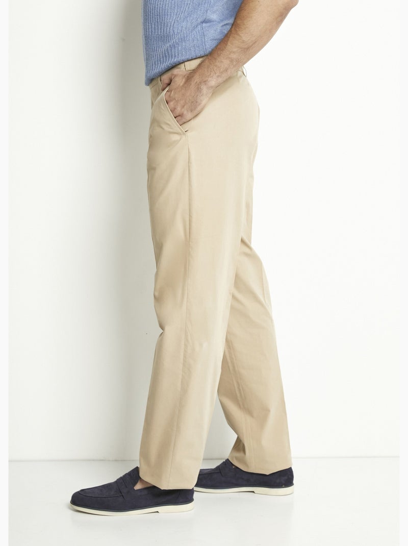 Pantalon ceinture ajustable invisible polycoton Beige - Kiabi