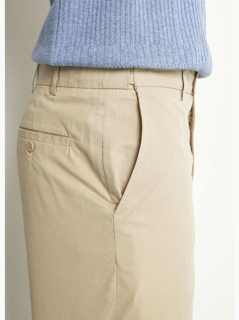 Pantalon ceinture ajustable invisible polycoton Beige - Kiabi