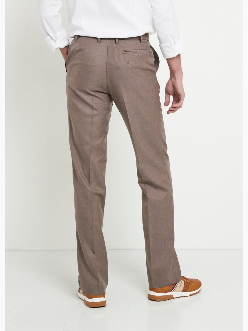 Pantalon ceinture ajustable invisible tissu sergé laine - Afibel Beige foncé - Kiabi