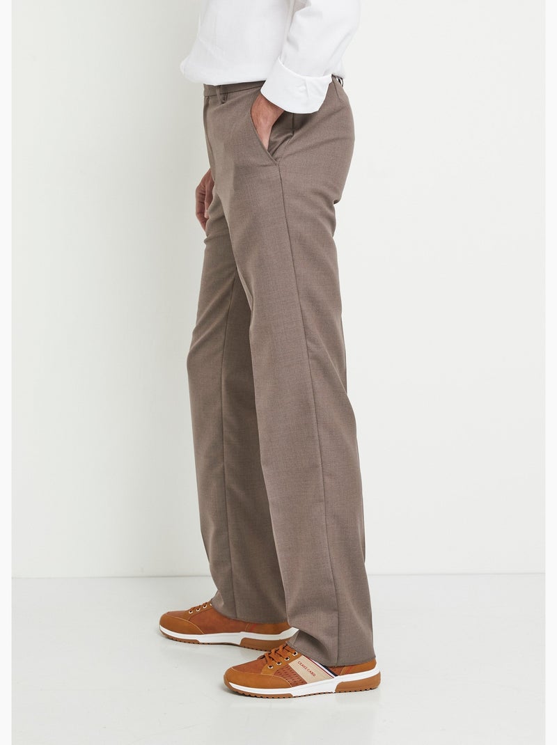 Pantalon ceinture ajustable invisible tissu sergé laine - Afibel Beige foncé - Kiabi