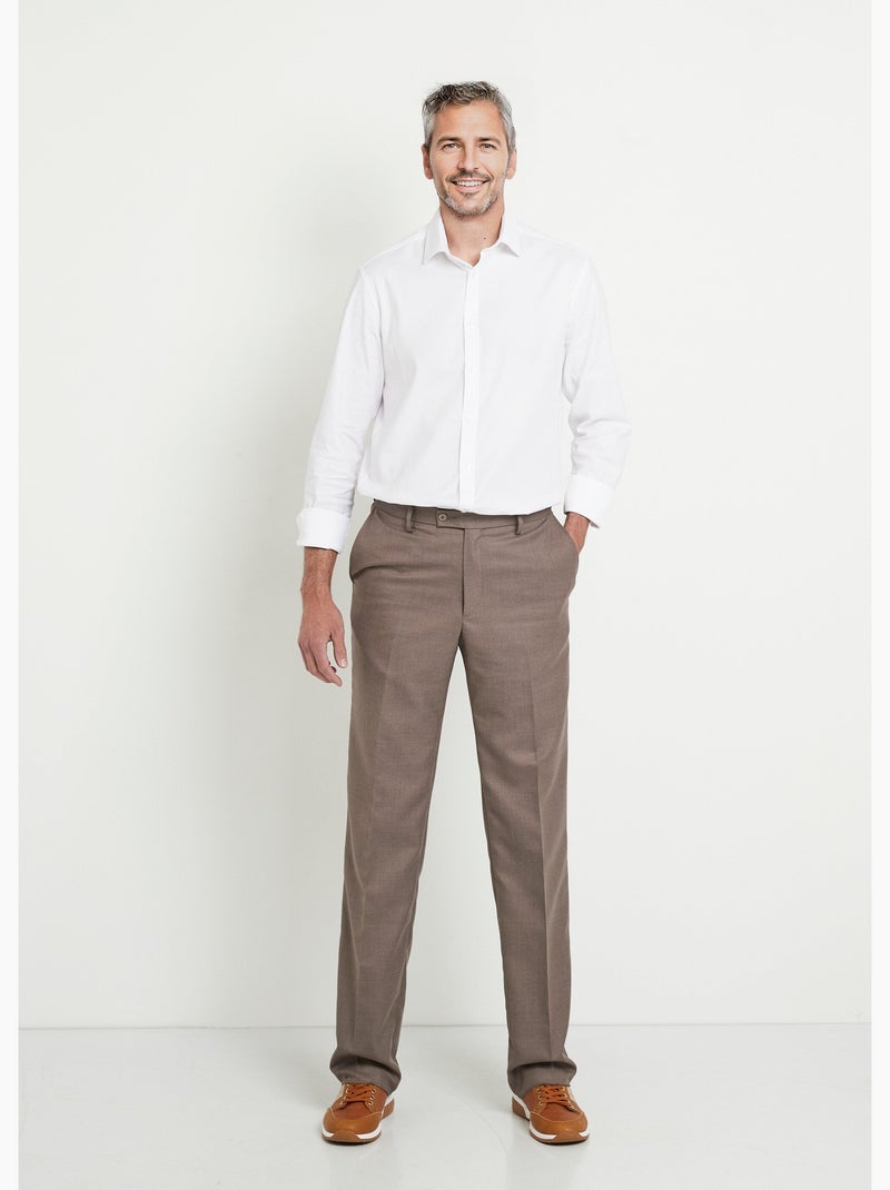 Pantalon ceinture ajustable invisible tissu sergé laine - Afibel Beige foncé - Kiabi