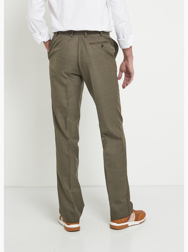Pantalon ceinture ajustable invisible tissu sergé laine Kaki - Kiabi