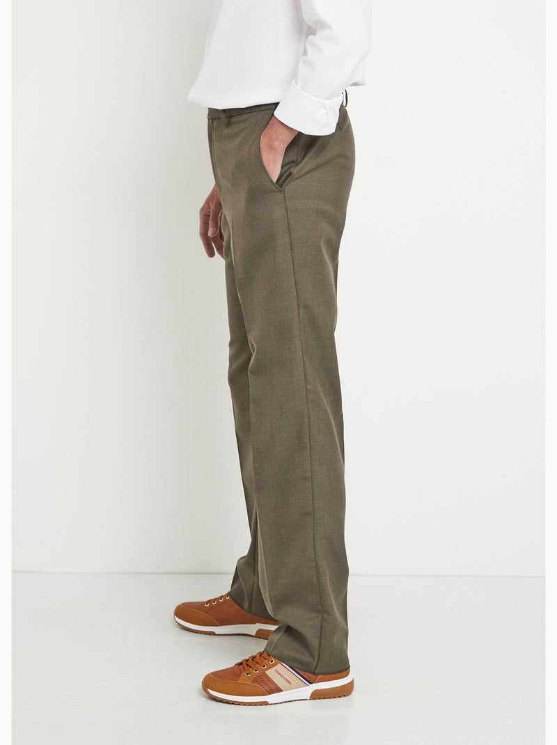 Pantalon ceinture ajustable invisible tissu sergé laine Kaki - Kiabi