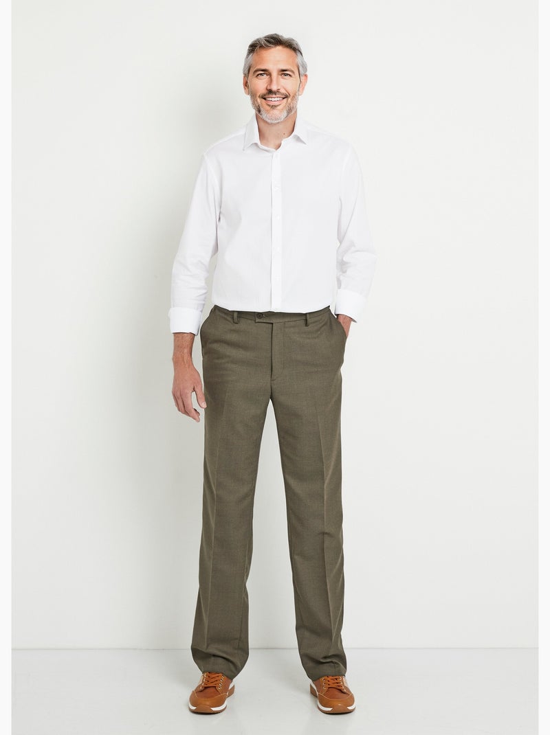 Pantalon ceinture ajustable invisible tissu sergé laine Kaki - Kiabi