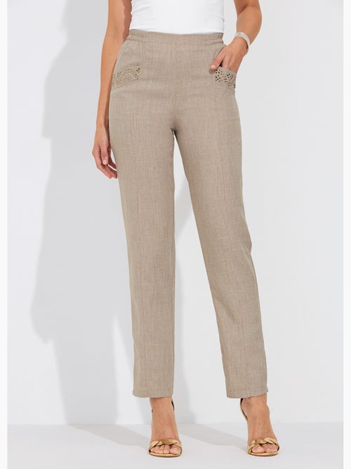 Pantalon ceinture élastiquée ajouré - Afibel - Kiabi