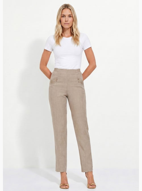 Pantalon ceinture élastiquée ajouré - Afibel - Kiabi