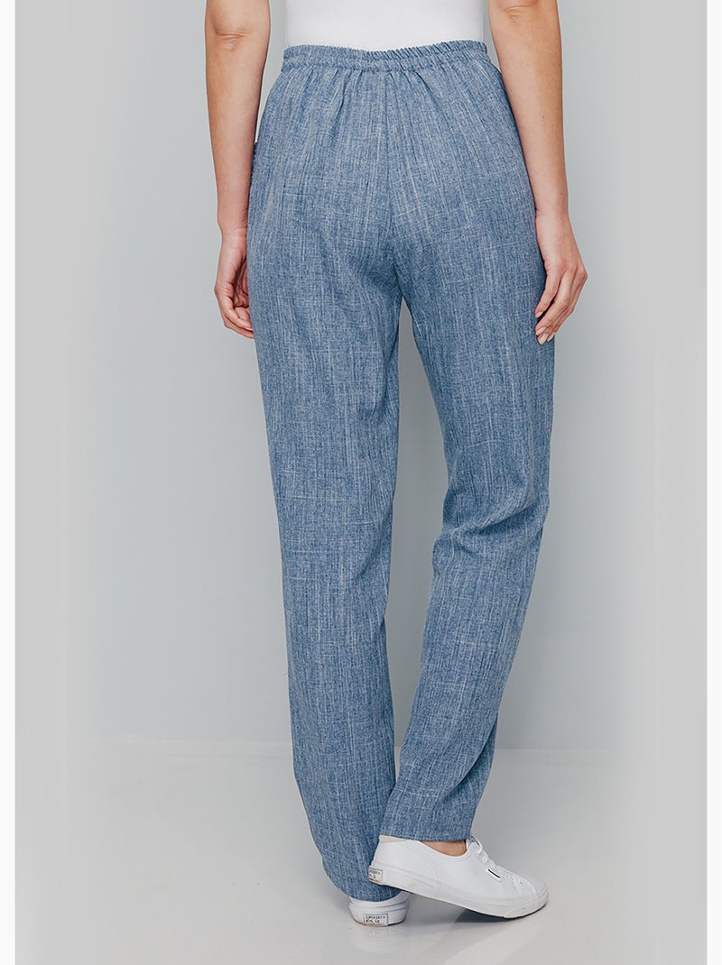 Pantalon ceinture élastiquée ajouré - Afibel Bleu - Kiabi