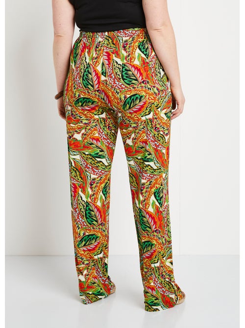 Pantalon ceinture élastiquée motif feuillage - Afibel - Kiabi