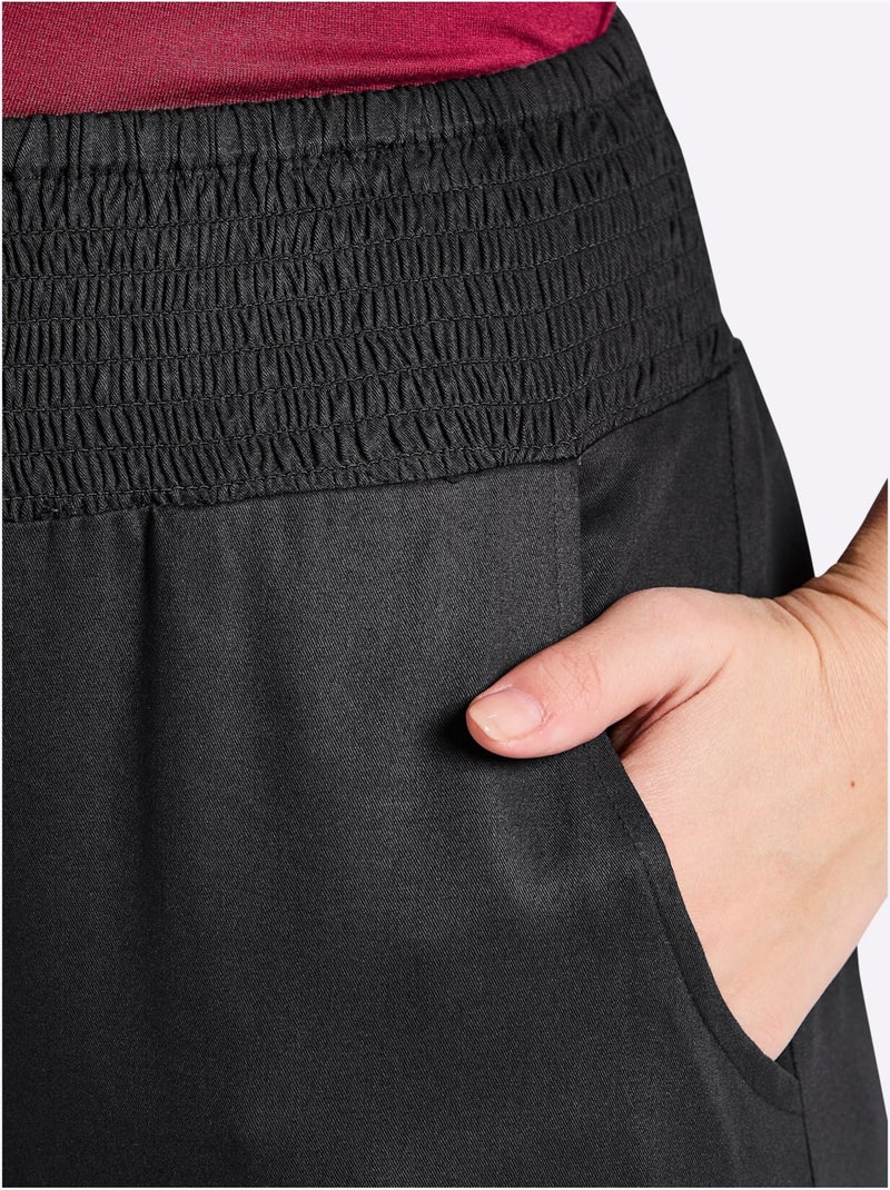 Pantalon Ceinture Smockée - Taille Standard - Sheego Noir - Kiabi