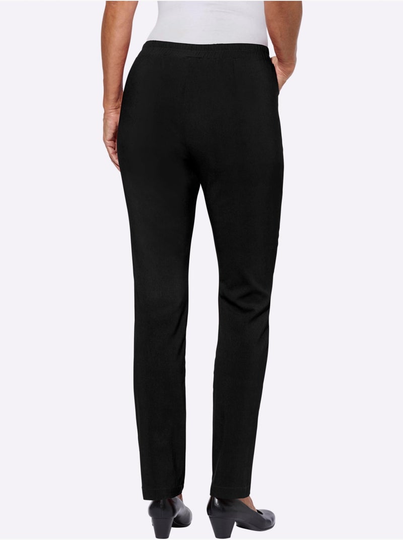 Pantalon chaud en bengaline élastique avec poches frontales - taille standard - moda vilona Noir - Kiabi