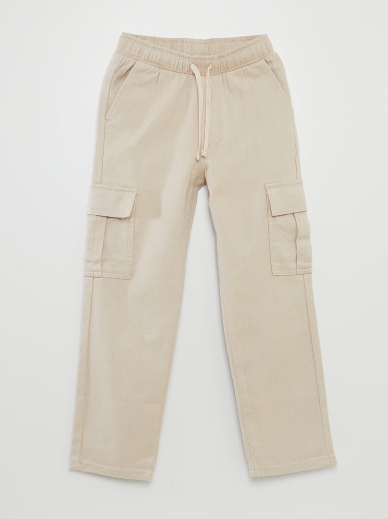 Pantalon chevrons avec poches à rabats Beige - Kiabi