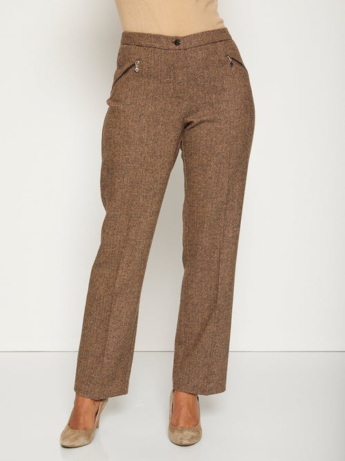 Pantalon chevrons ou chiné entrejambe 75 cm - Kiabi
