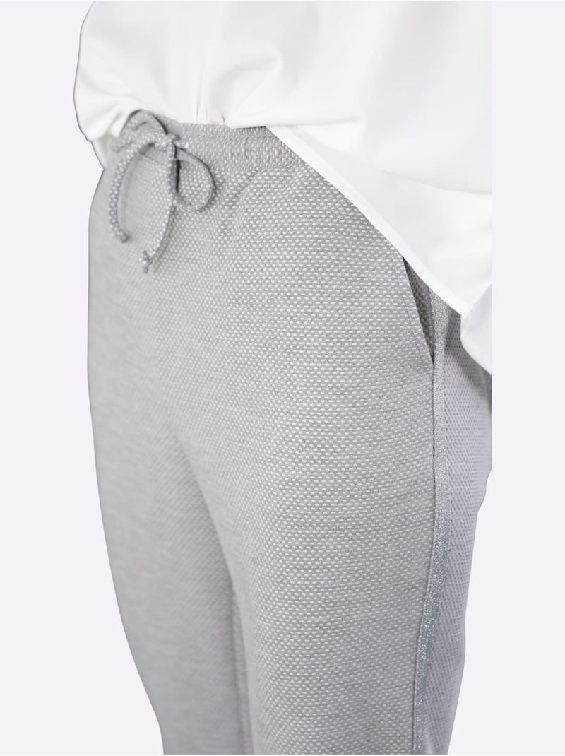 Pantalon chic avec ceinture élastique et rayures brillantes - Taille standard - Moda Vilona Gris - Kiabi