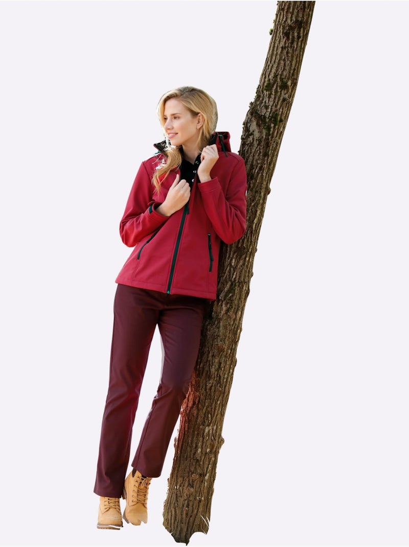 Pantalon chic avec poches décoratives et ceinture élastique - Taille courte - Witt Bordeaux - Kiabi
