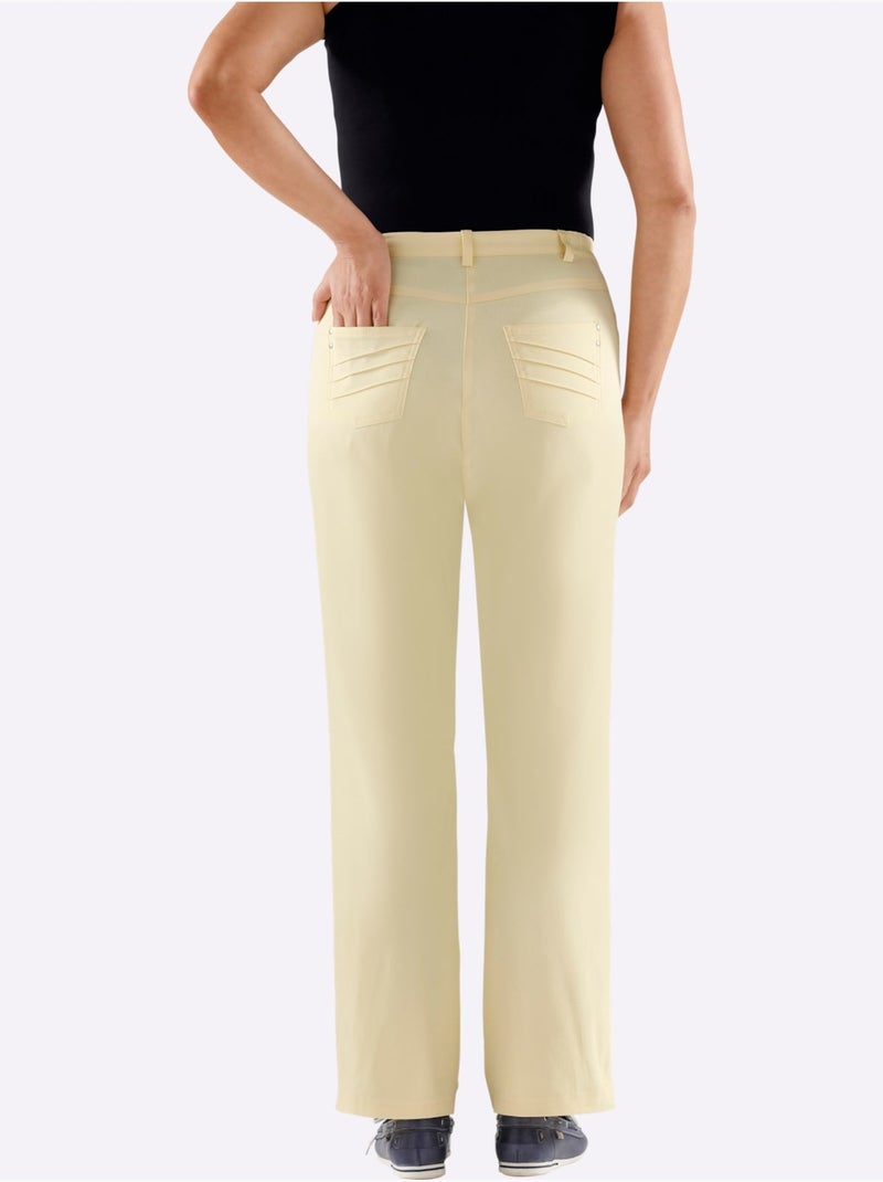 Pantalon chic avec poches décoratives et ceinture élastique - Taille longue - Witt Jaune clair - Kiabi