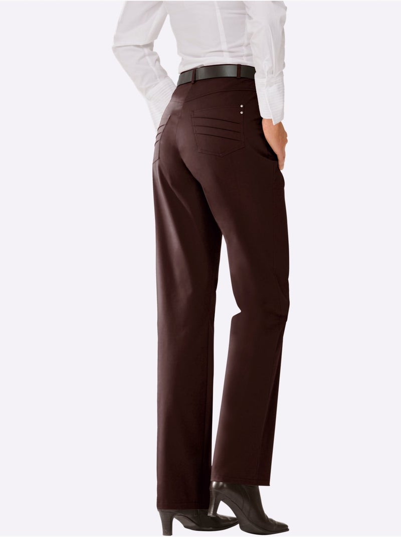 Pantalon chic avec poches décoratives et ceinture élastique latérale - taille longue - witt Moka - Kiabi
