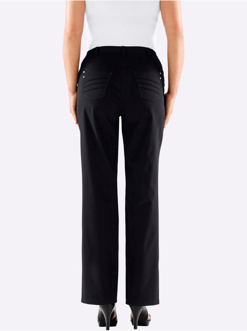 Pantalon chic avec poches et ceinture élastique latérale - Taille standard - Witt Noir - Kiabi