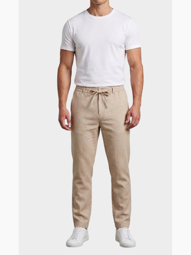 Pantalon chic décontracté à cordon Marron - Kiabi